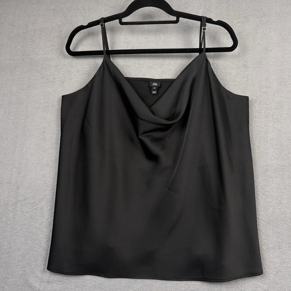 River Island Camisole Women US 14 Black Cowl Neck Tank Top Chic Minimalist Core